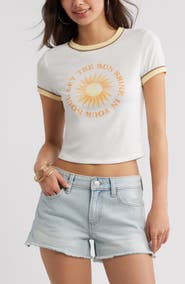BP. Ringer Crop Graphic Baby Tee