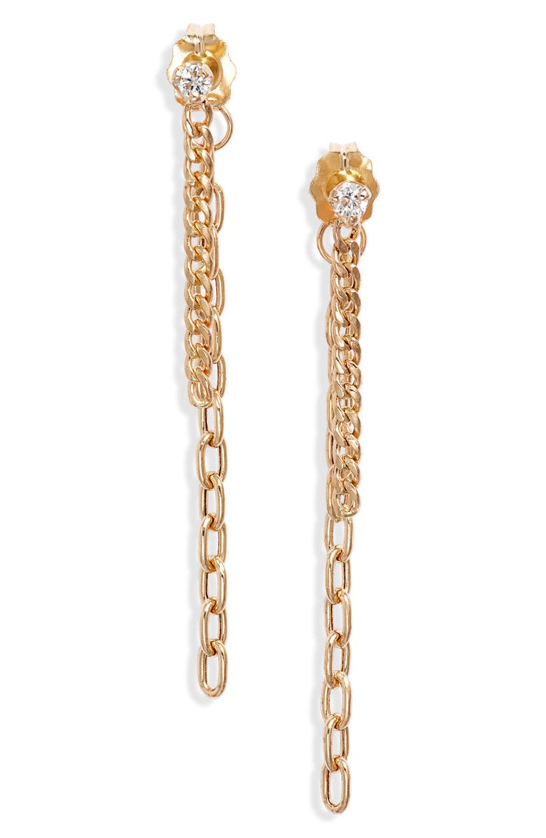 Zoë Chicco Diamond Mixed Chain Double Drop Earrings, Main, color,