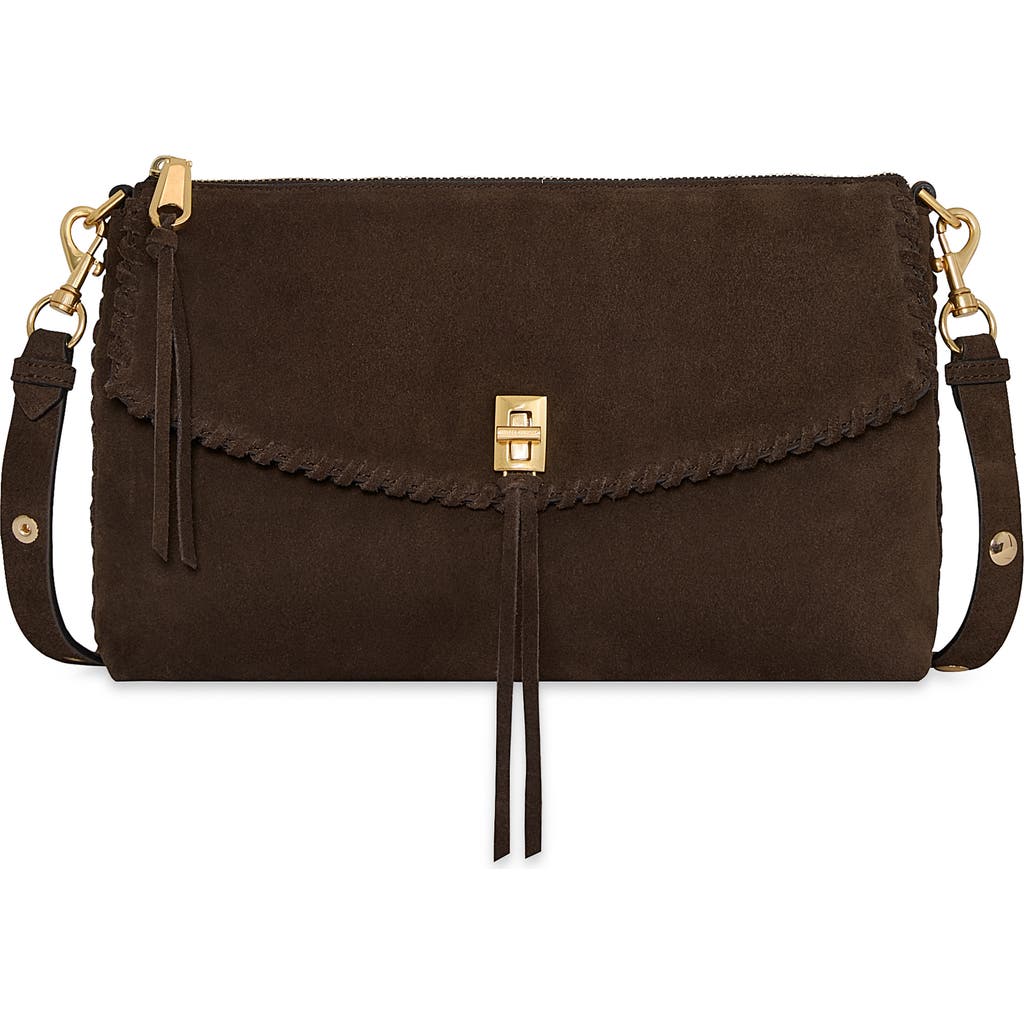 Rebecca Minkoff Darren Top Zip Leather Shoulder Bag In Brown