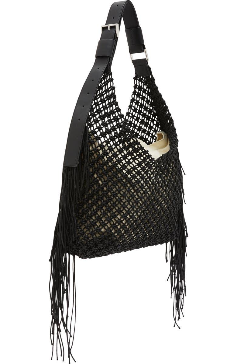 AllSaints Sabine Fringe Macramé Tote Bag, Alternate, color,