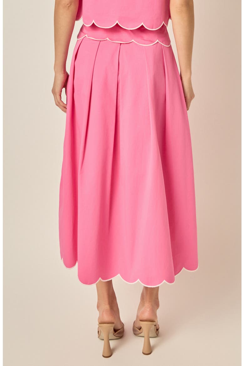 Scalloped Hem Midi Skirt, Alternate, color, ROSE PINK