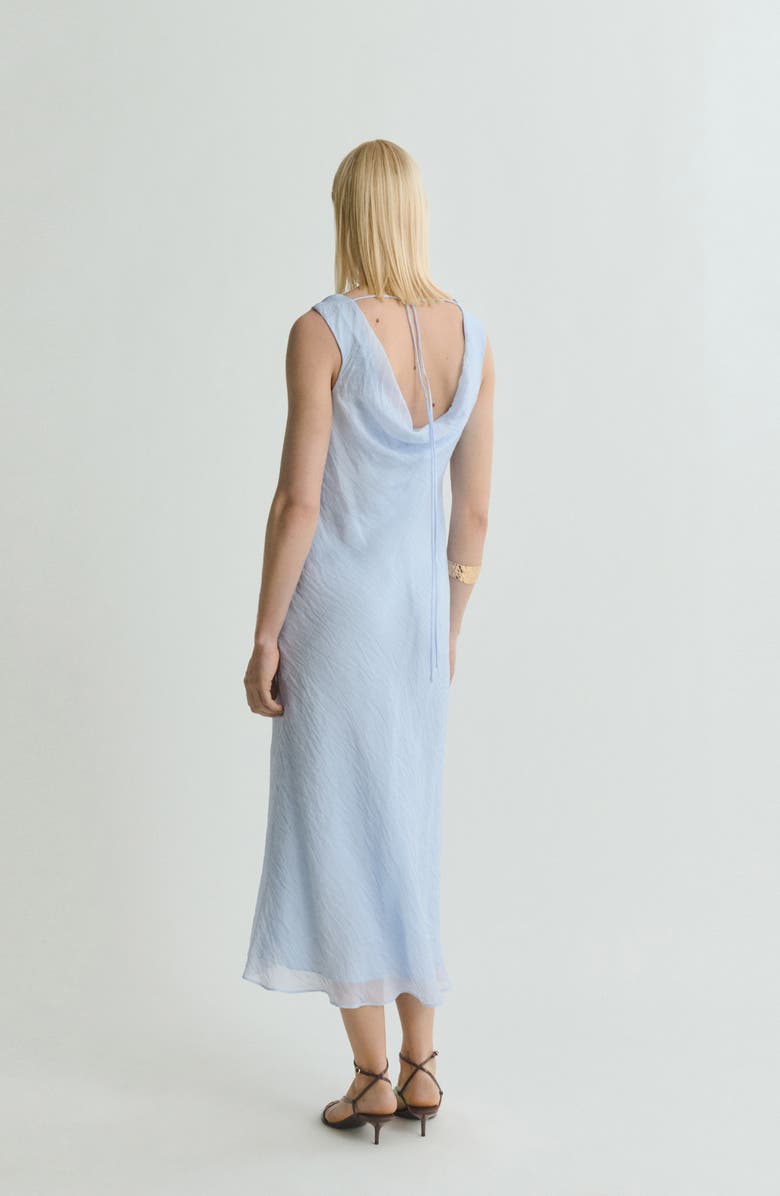 MANGO Cowl Neck Sleeveless Dress, Alternate, color, Sky Blue