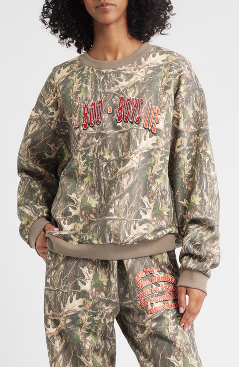 Kara 1-800-Manhunt Camo Cotton Blend Sweatshirt