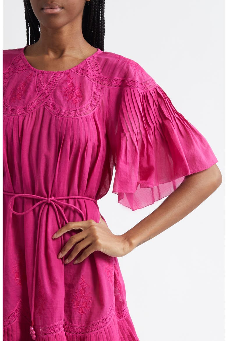 Lace Detail Cotton Minidress, Alternate, color, PINK