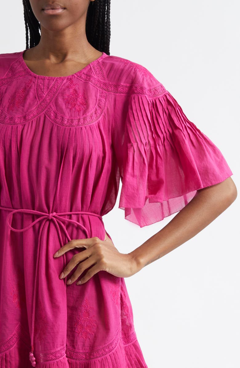 FARM Rio Lace Detail Cotton Minidress, Alternate, color, Pink