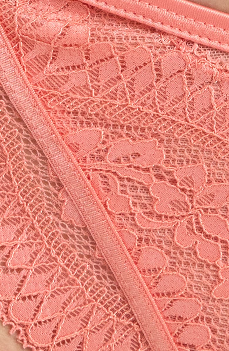 Hunkemöller Robijin Embroidered Mesh Thong, Alternate, color, Lantana