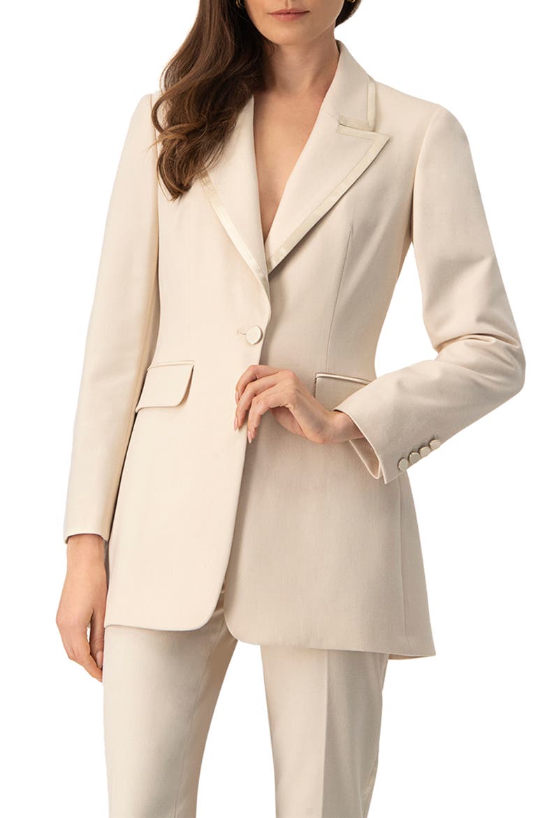 Tailored Blazer With Satin Lapel, Main, color, Natural
