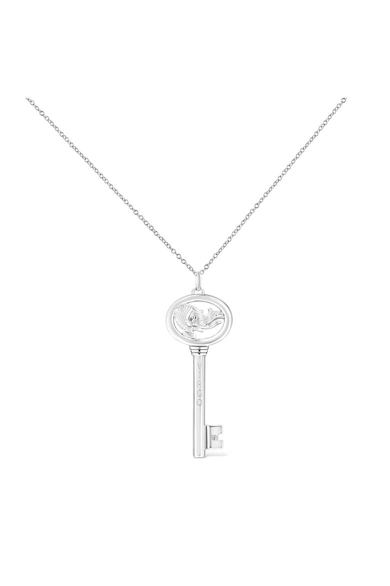 .925 Sterling Silver Diamond Accent Zodiac Key 18" Pendant Necklace, Alternate, color, Virgo
