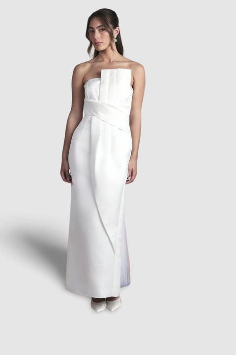 Strapless Bow Wedding Maxi Dress