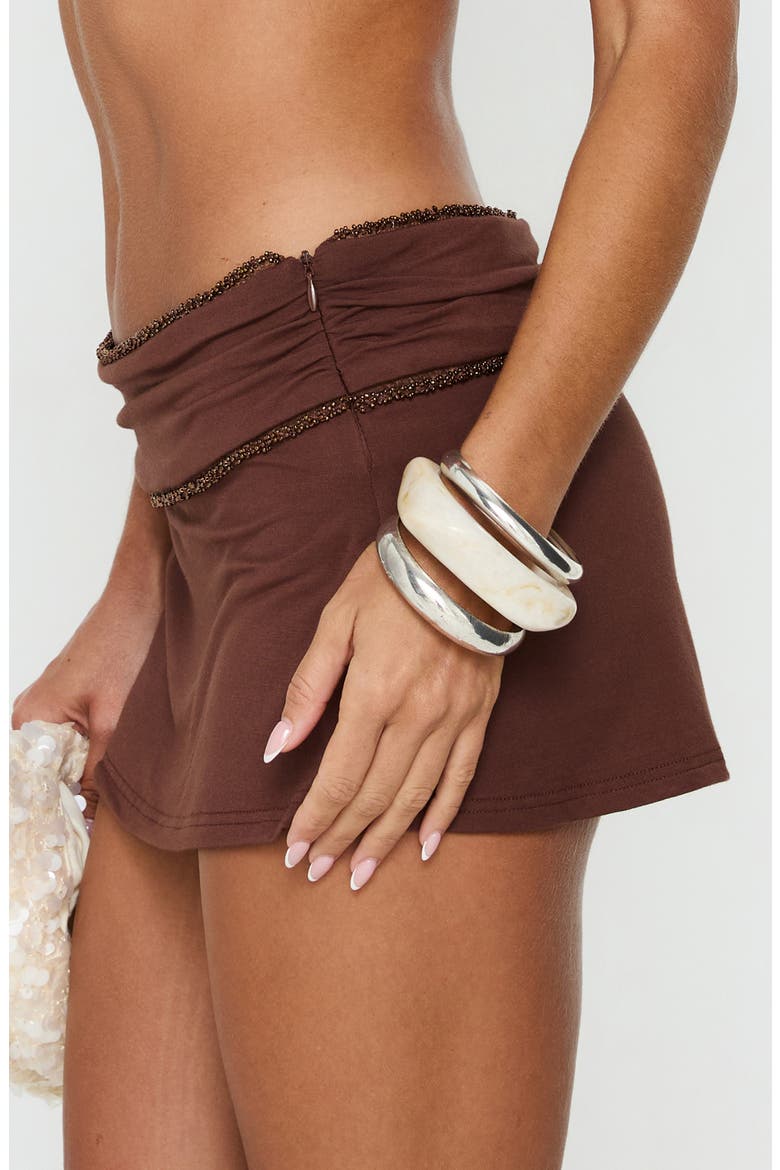 Jannelle Foldover Miniskort, Alternate, color, BROWN