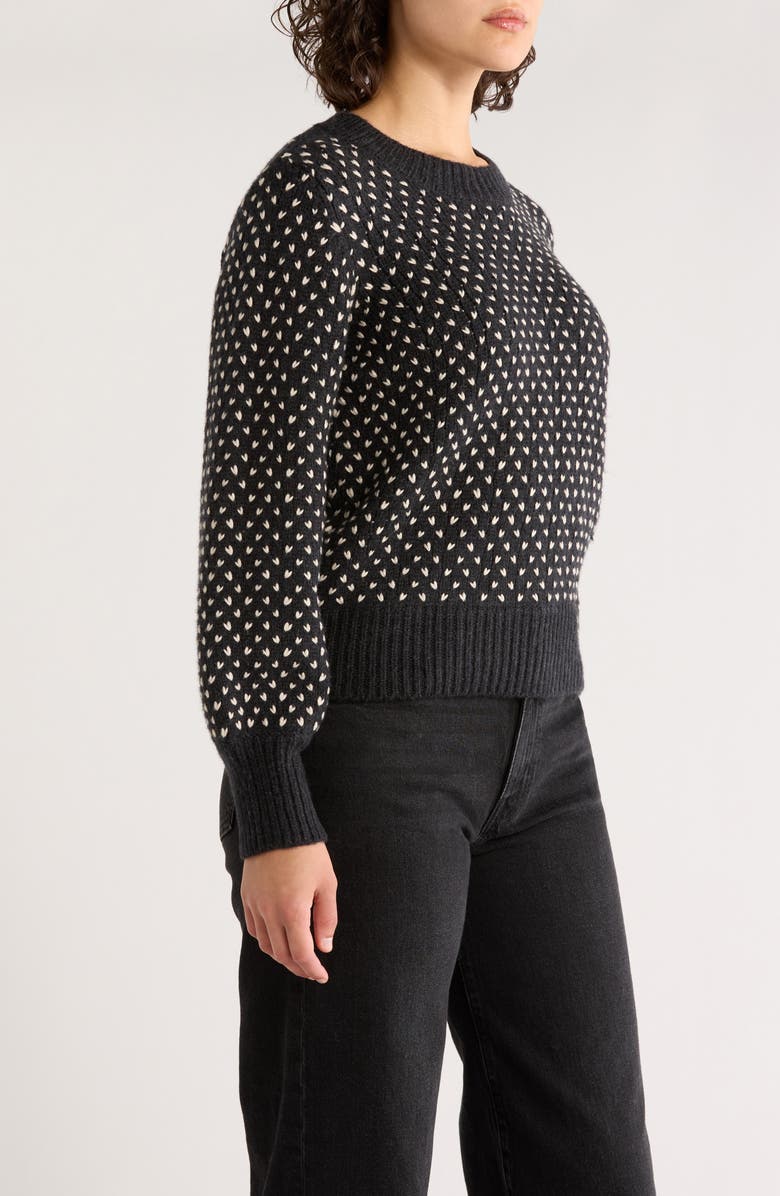 Marine Layer Alma Blouson Sleeve Sweater, Alternate, color, Black/ White