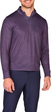 TailorByrd Golf Tee Print Long Sleeve Performance Quarter Zip Polo