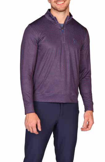 TailorByrd Golf Tee Print Long Sleeve Performance Quarter Zip Polo