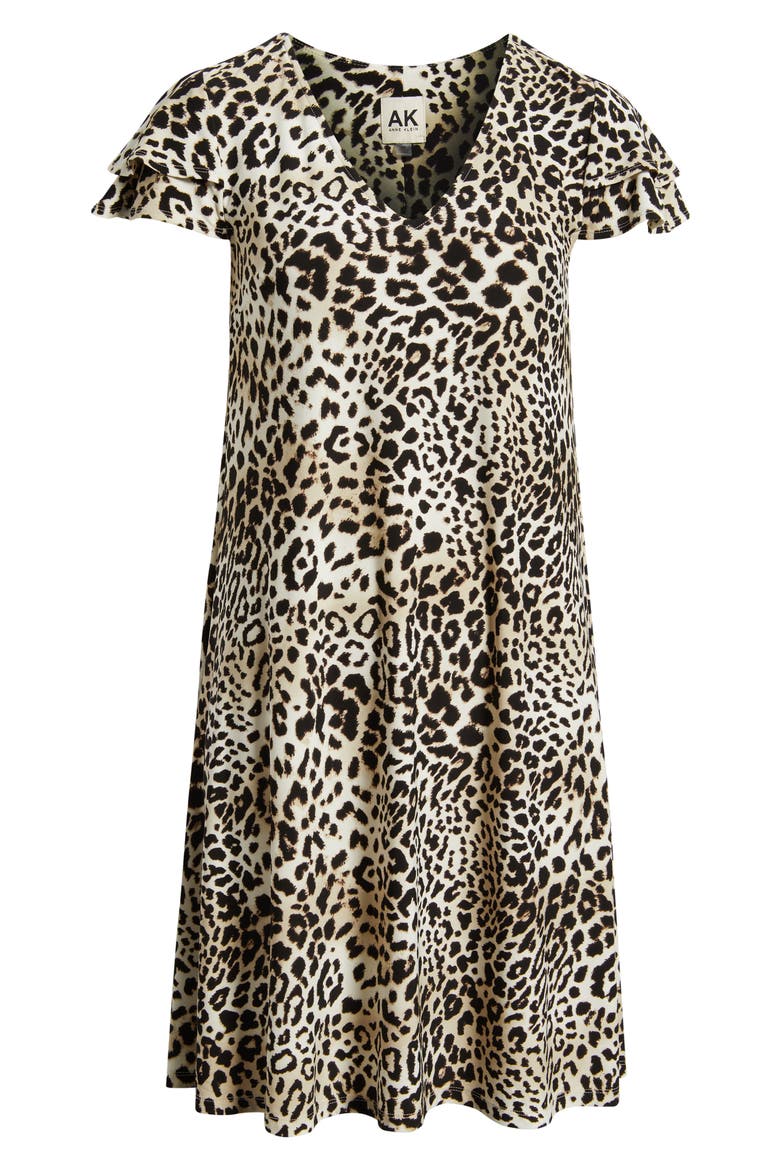 Double Flutter Sleeve Swing Dress, Alternate, color, ANNE BLACK MULTI