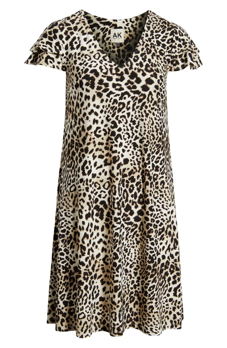 AK ANNE KLEIN Double Flutter Sleeve Swing Dress, Alternate, color, Anne Black Multi