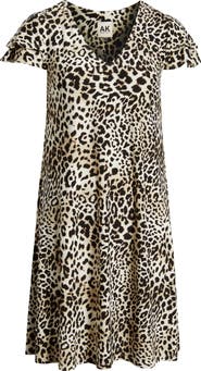AK ANNE KLEIN Double Flutter Sleeve Swing Dress