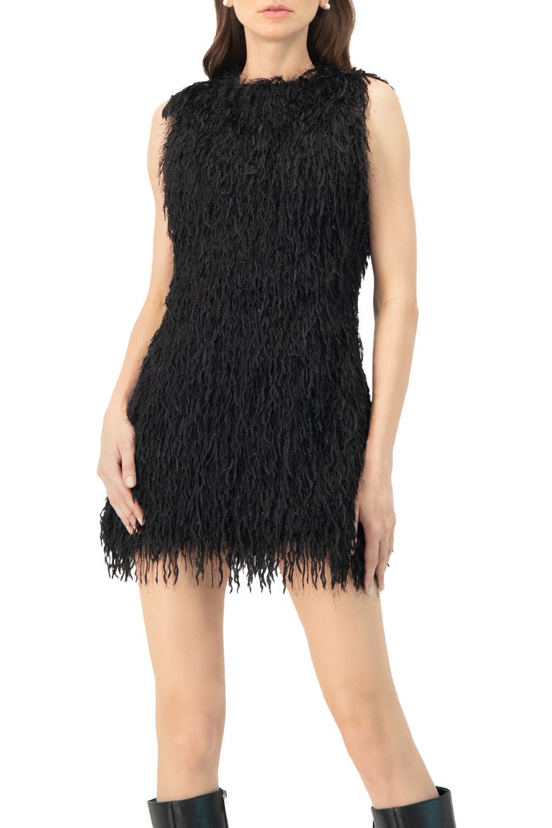 Fantasy  Short Dress with Round Neck, Main, color, Black