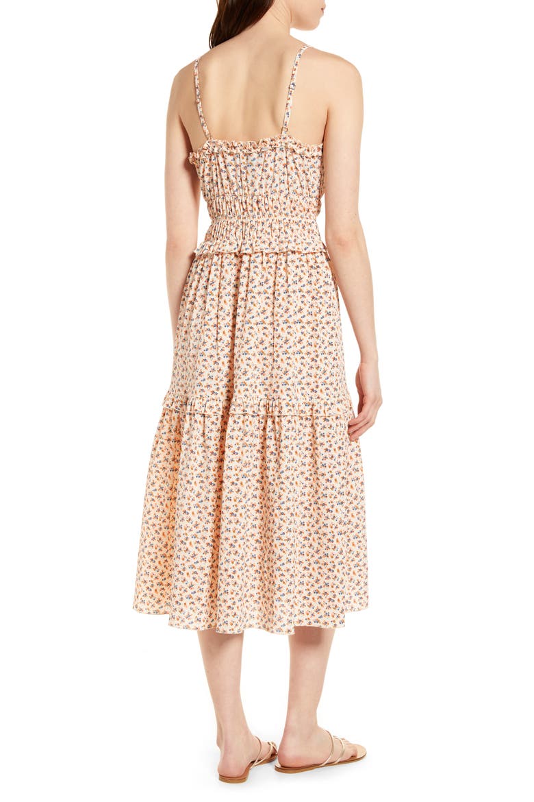 Ruffle Sleeveless Midi Dress, Alternate, color, FLORAL MOSS