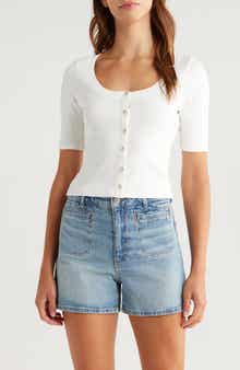 PAIGE Evette Short Sleeve Button-Up Sweater