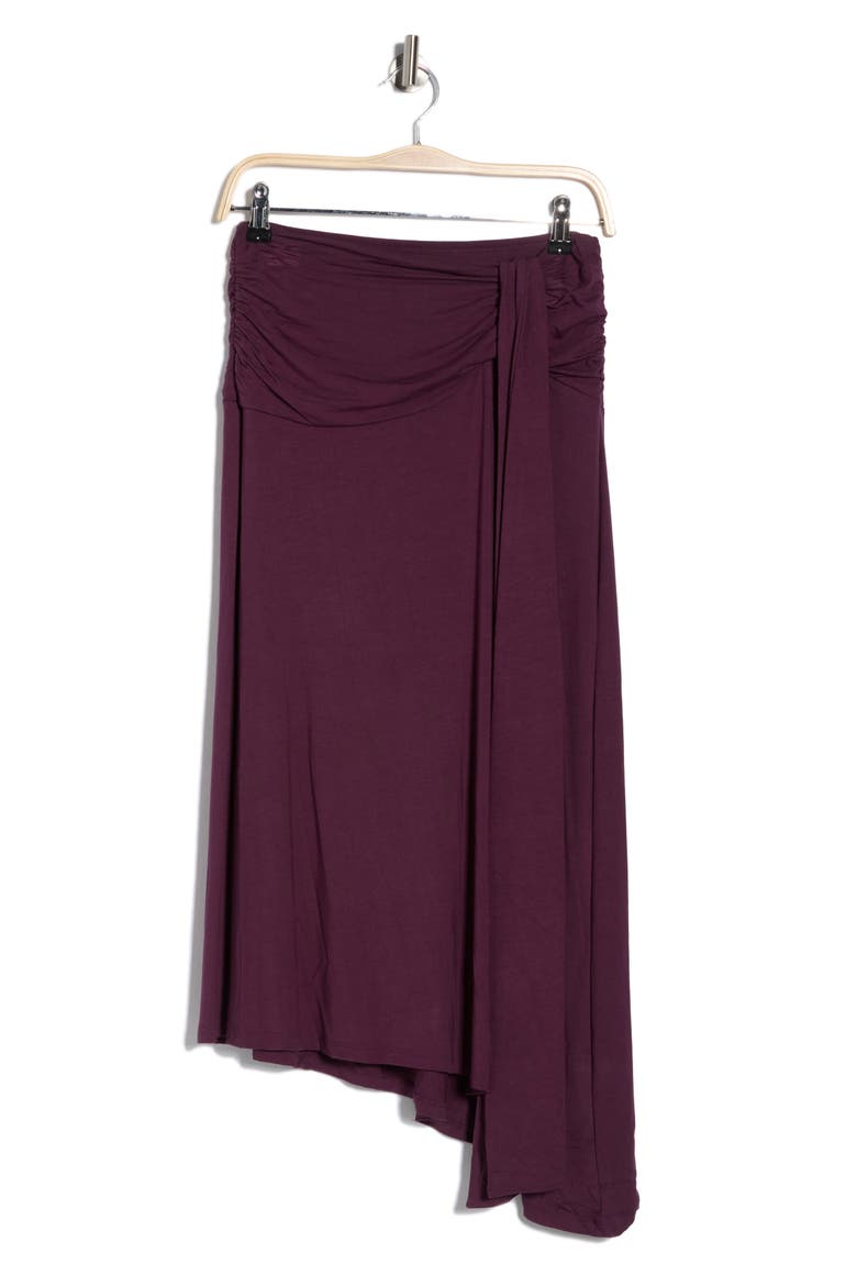 Draped Asymmetric Midi Skirt, Alternate, color, PRUNE
