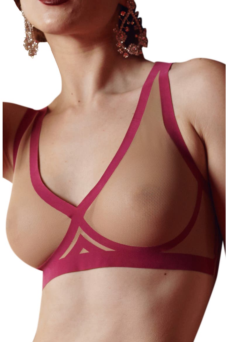 Sheer Mesh Bralette, Main, color, TAUPE