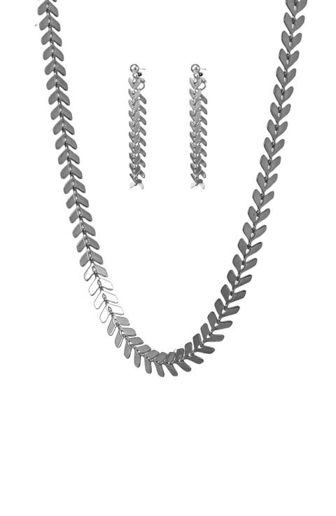 Elara Chevron Necklace & Earring Set Trendy Statement