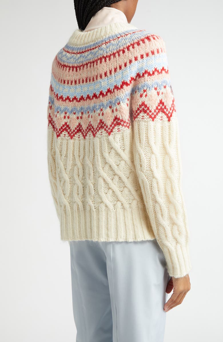 Moncler Grenoble Fair Isle Cable Knit Sweater, Alternate, color, 