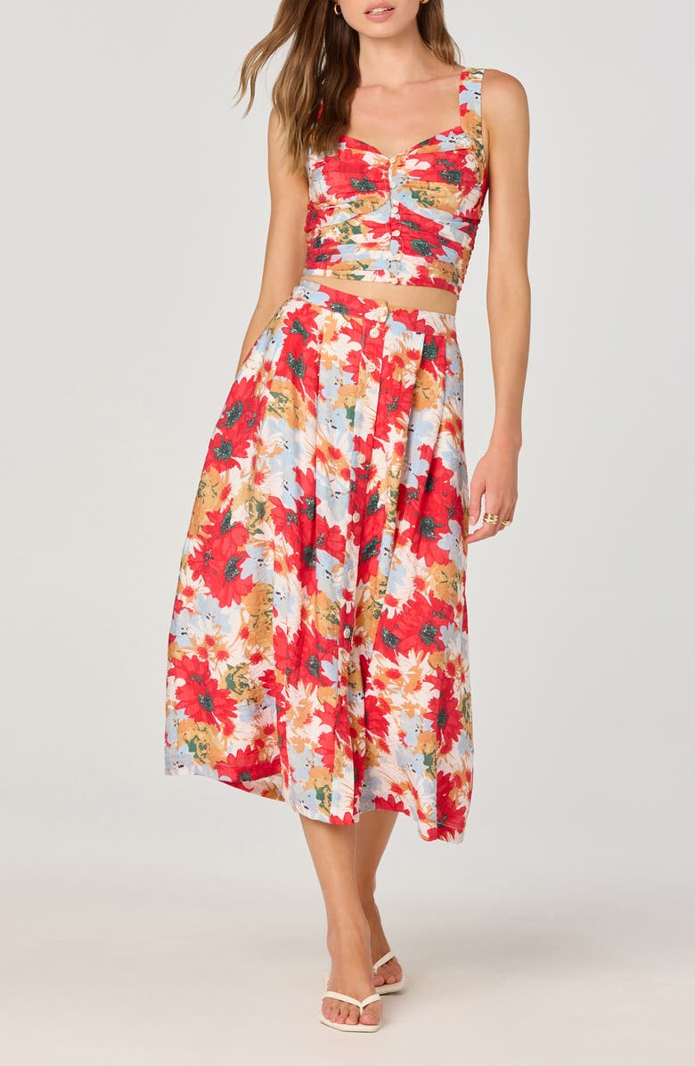 ASTR the Label Floral Print Crop Top, Alternate, color, Red Multi Floral