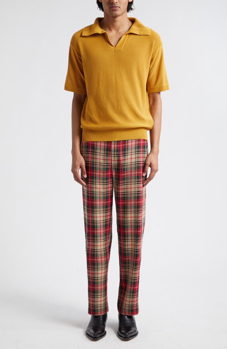 Bode Boxy Cotton Polo, Alternate, color, Brown Yellow