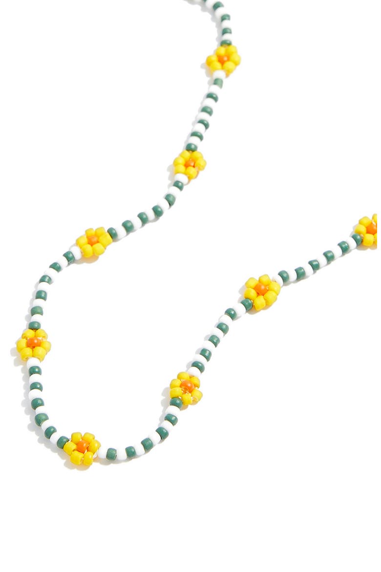 Striped Seed Bead Daisy Choker Necklace, Alternate, color, HEATHER CAMOUFLAGE