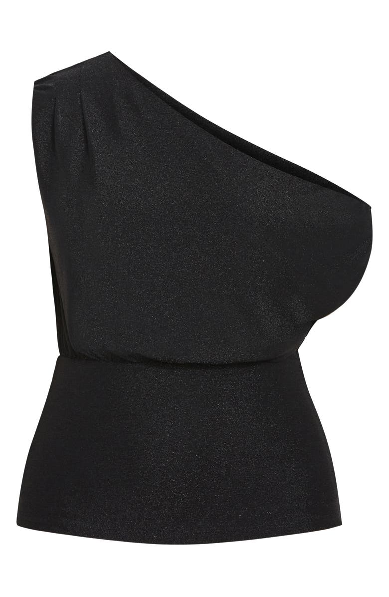 City Chic Paloma Shimmer One-Shoulder Top, Alternate, color, Black