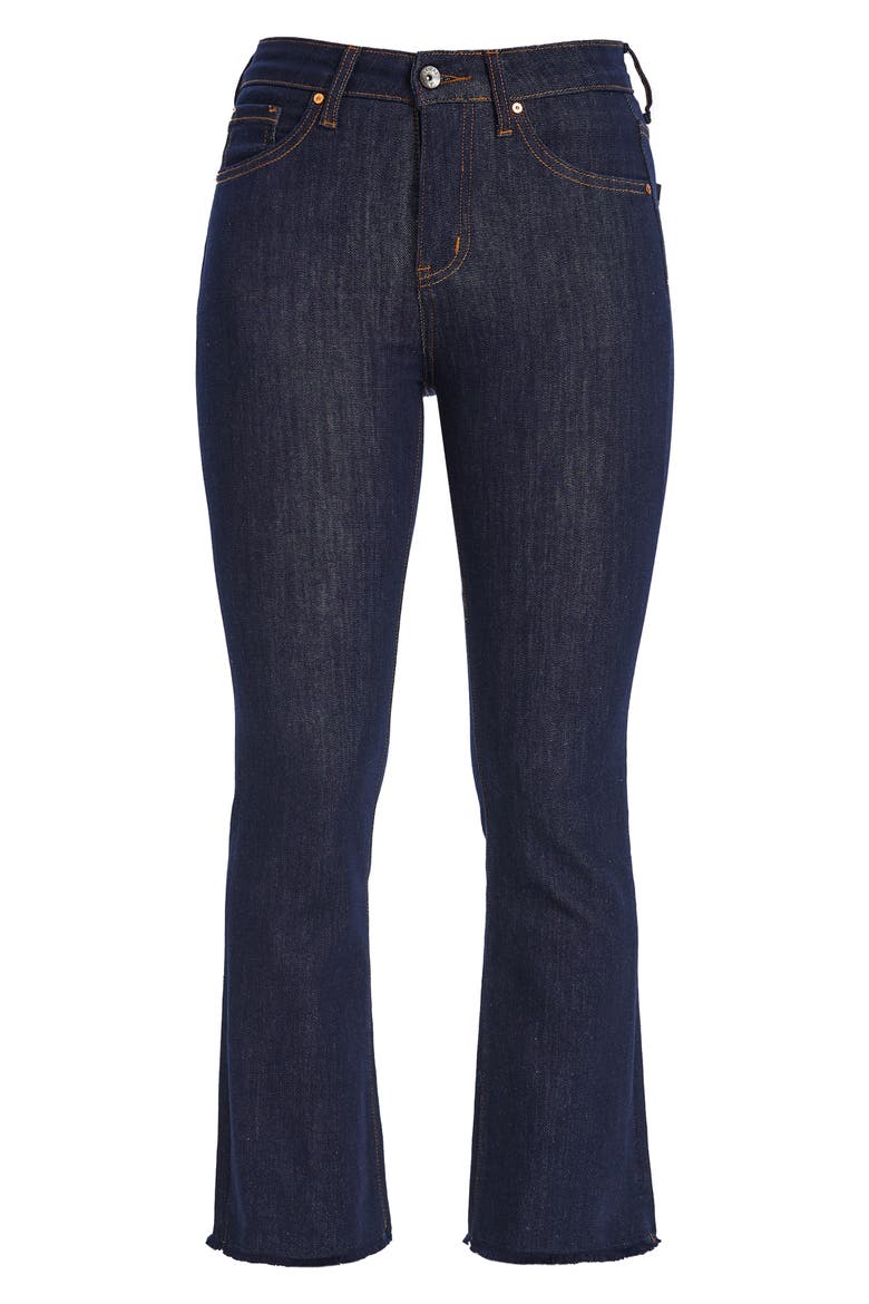 Raw Hem Mid Rise Ankle Straight Leg Jeans, Alternate, color, DARK BLUE