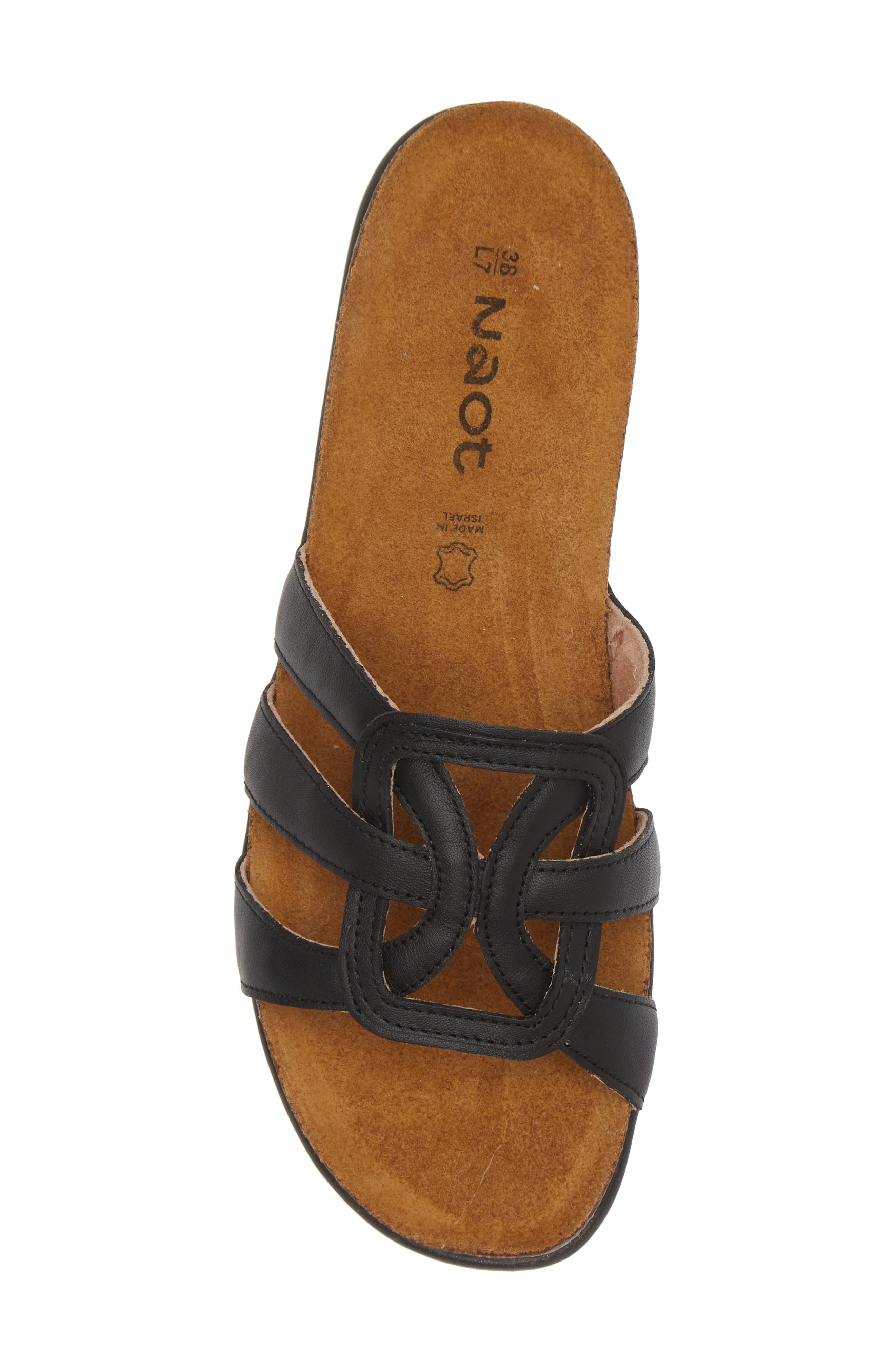 Naot Liv Slide Sandal, Alternate, color, Jet Black Leather
