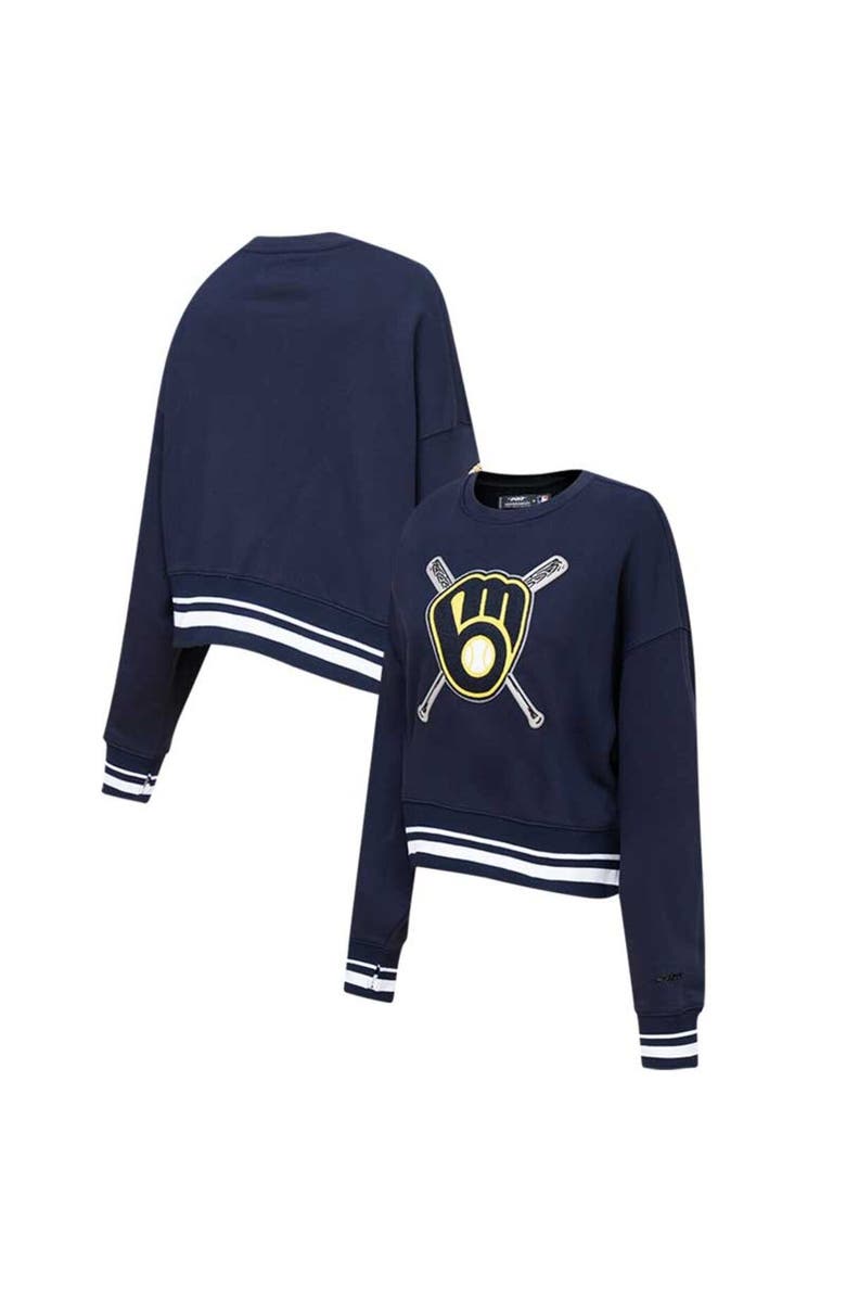 PRO STANDARD Women's Pro Standard Navy Milwaukee Brewers Mash Up Pullover Sweatshirt, Main, color, 