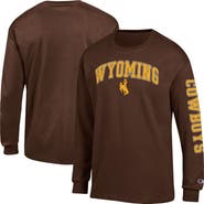 Champion Men's Champion  Brown Wyoming Cowboys Arch Over Logo 2-Hit Long Sleeve T-Shirt