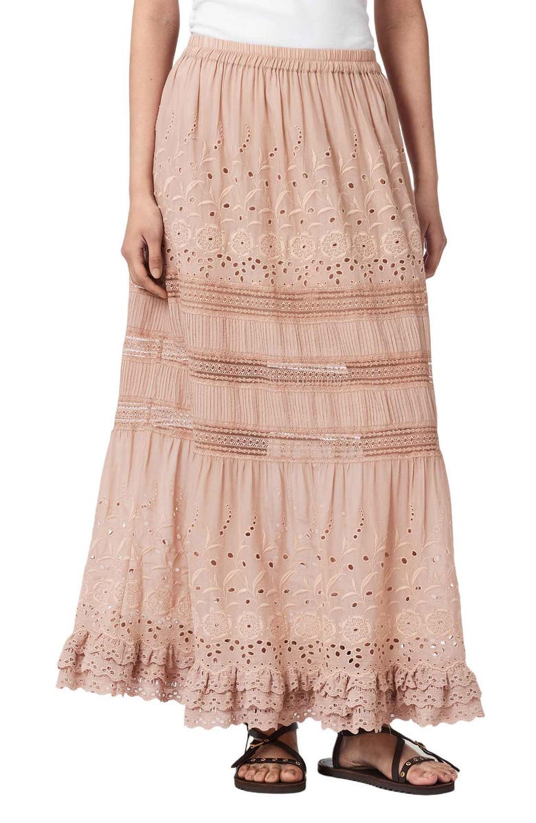 AllSaints Camille Maxi Skirt, Main, color, Crystal Pink