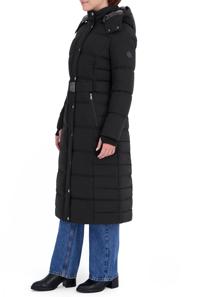 Water Resistant Hooded Maxi Puffer Coat, Alternate, color, BLK