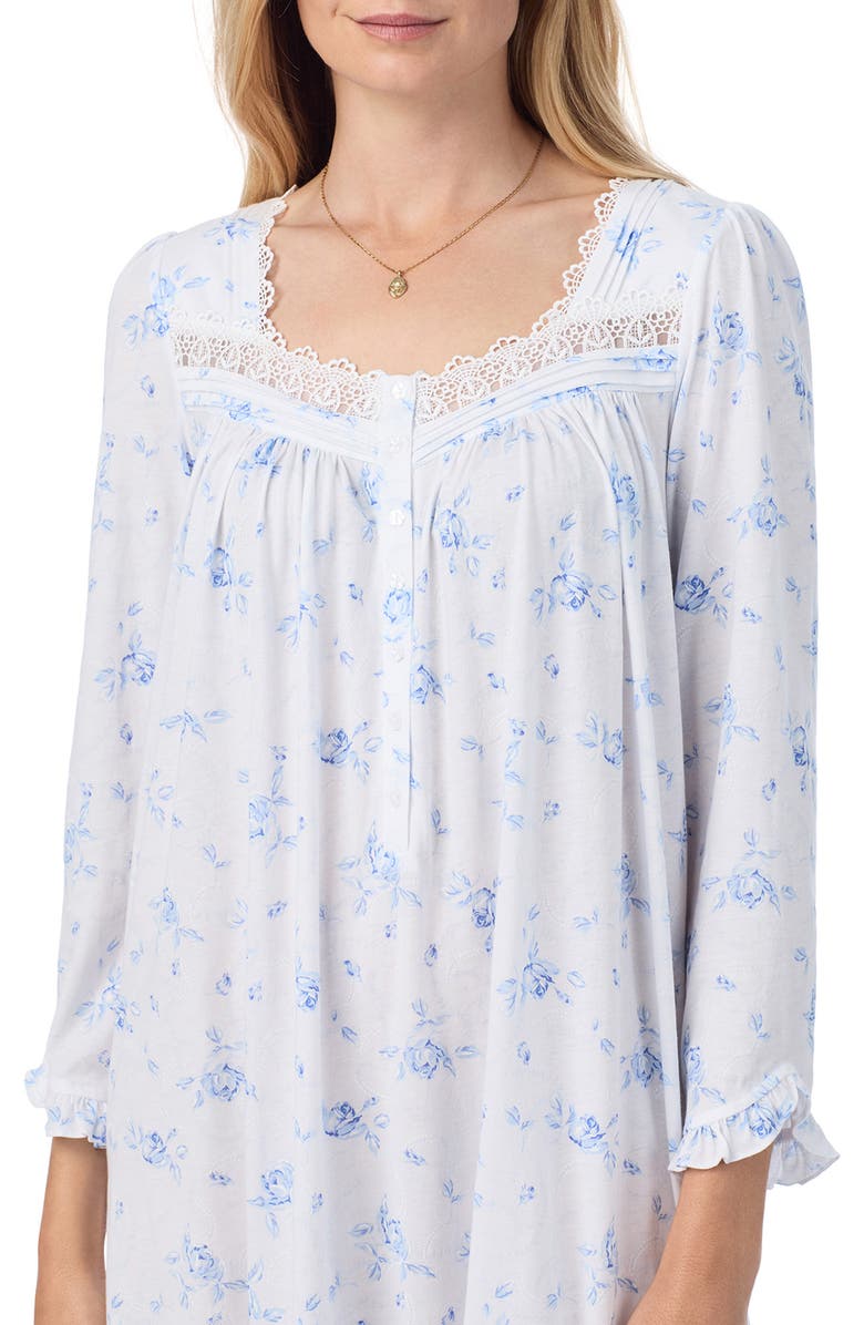 Eileen West Long Sleeve Cotton Blend Jersey Waltz Nightgown, Alternate, color, 