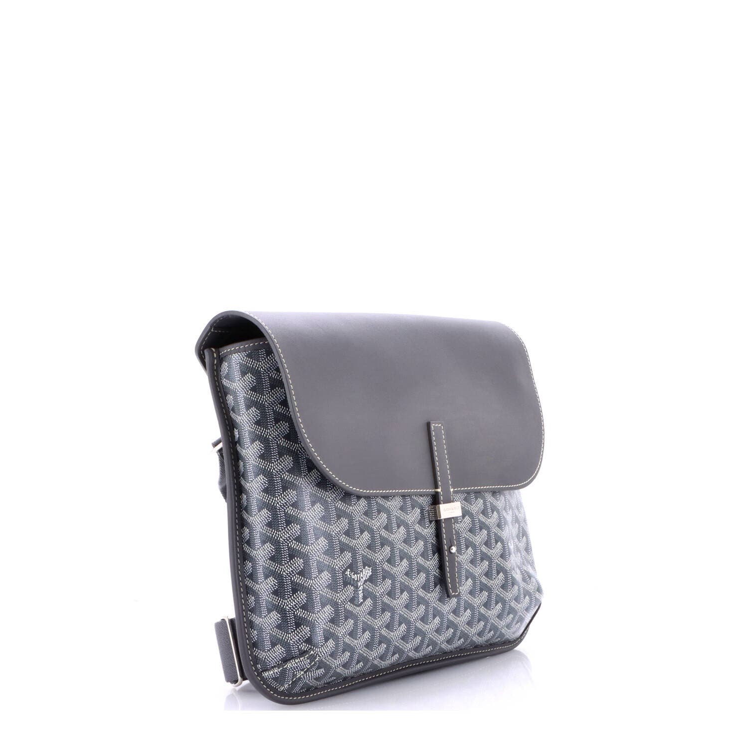 Coursier Messenger Bag Coated Canvas and Leather, Alternate, color, Grey