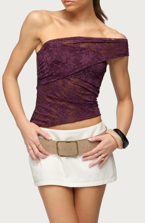 Asymmetric One-Shoulder Sheer Top