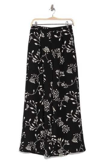 Bobeau Lyra Crepe Wide Leg Pants In Black/tan