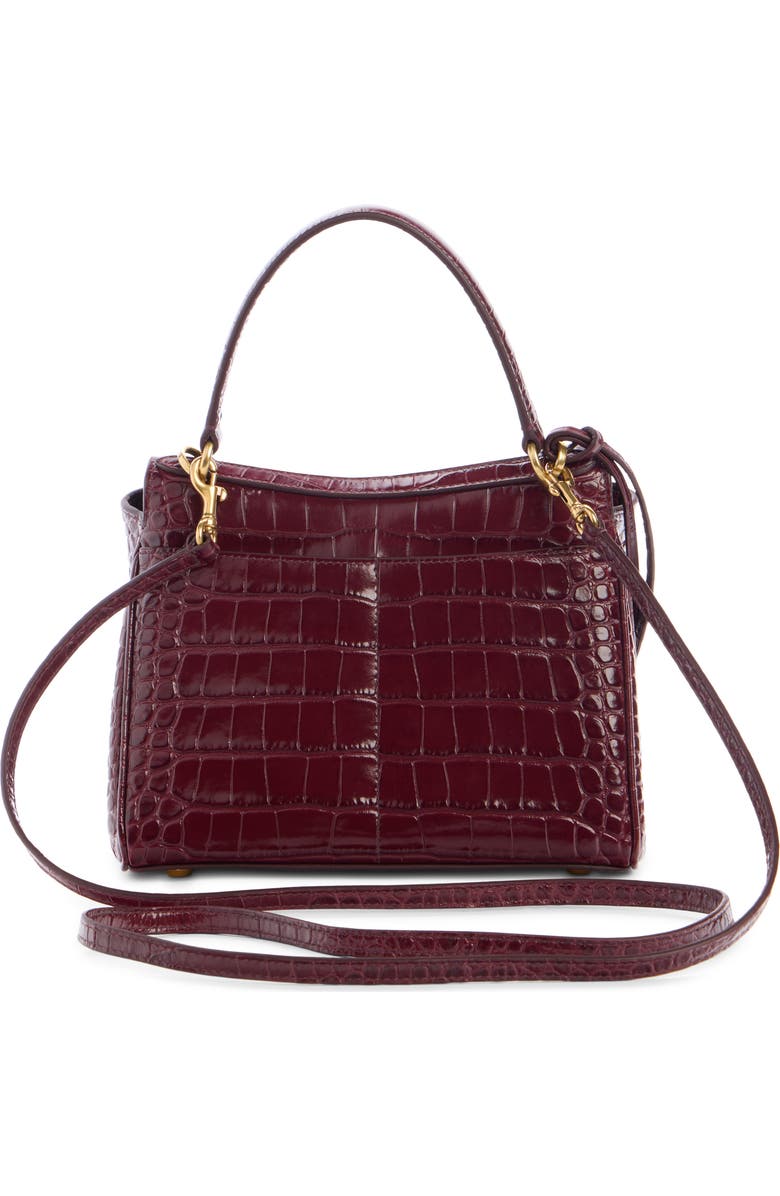 Balenciaga Mini Rodeo Croc Embossed Leather Top Handle Bag, Alternate, color, 6036 Dark Burgundy