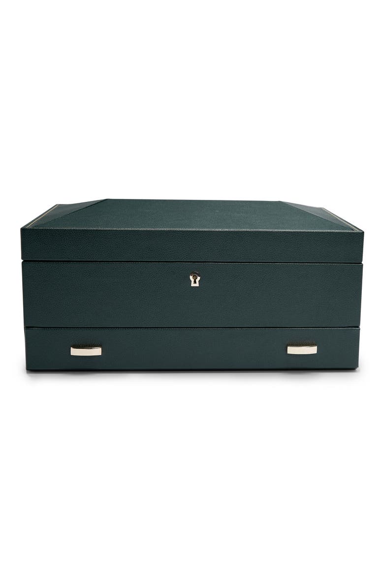 British Racing 10 Piece Watch Box with Drawer, Alternate, color, GREEN