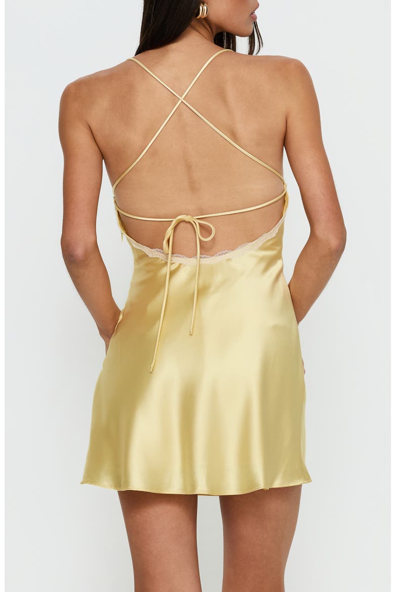 Jasminda Satin & Lace Minidress, Alternate, color, YELLOW