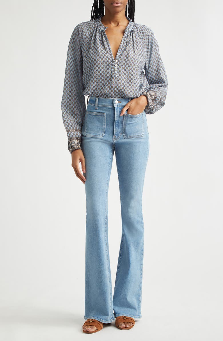 Veronica Beard Beverly High Waist Skinny Flare Leg Jeans, Alternate, color, Silverwood Blue