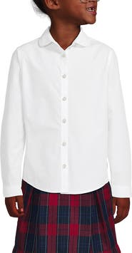 Lands' End Girls Long Sleeve Peter Pan Collar Broadcloth Shirt