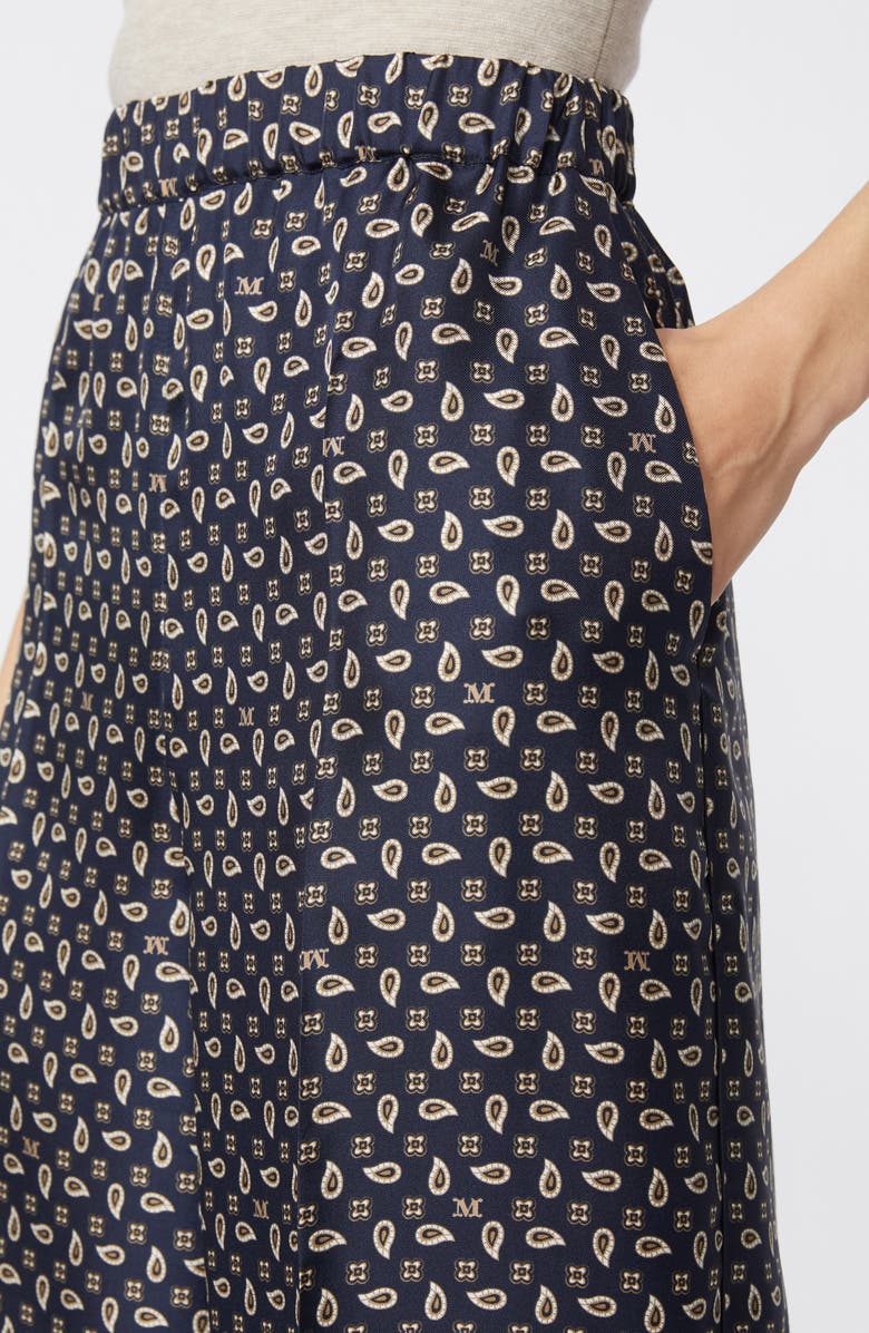 Max Mara Paisley Monogram Silk Wide Leg Pants, Alternate, color, Ultramarine