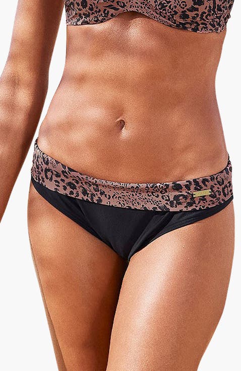 Leopard Print Fold Over Bikini Bottom