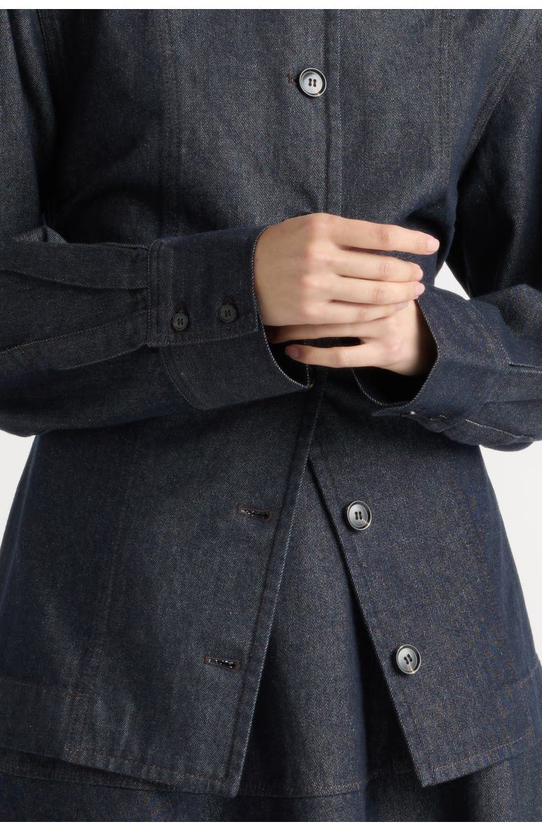 Modern Citizen Emerson Cinch-Waist Denim Jacket, Alternate, color, Dark Indigo