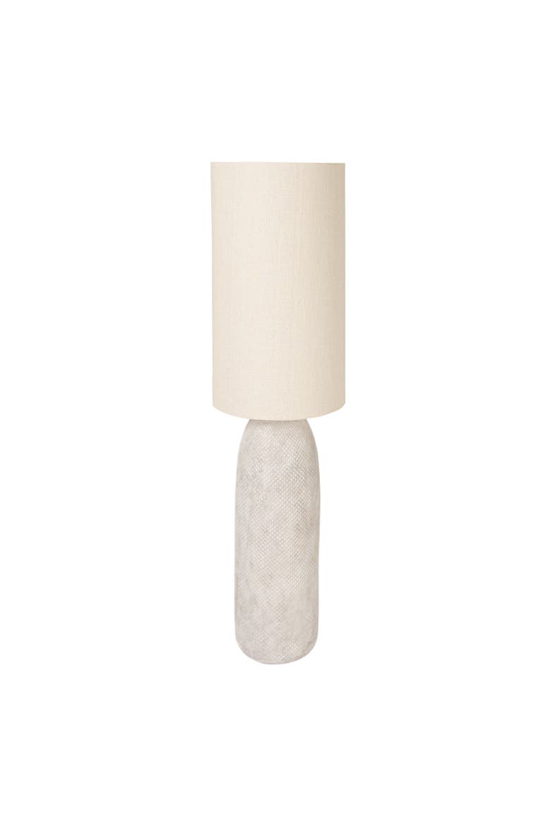Tall Cylindrical Floor Lamp with Linen Shade, Main, color, White